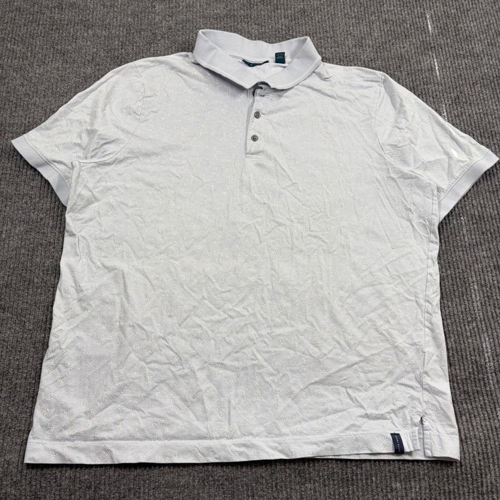 Perry Ellis Shirt Mens 2XLT Tall Polo Blue White Speckled Print Short Sleeve